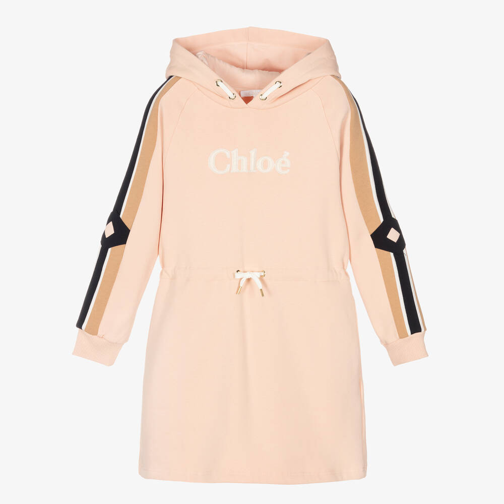 Chloé - Robe sweat à capuche rose en coton ado fille | Childrensalon