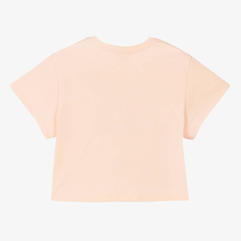 Chloé-Teen Girls Pink Crop Logo T-Shirt | Childrensalon Outlet