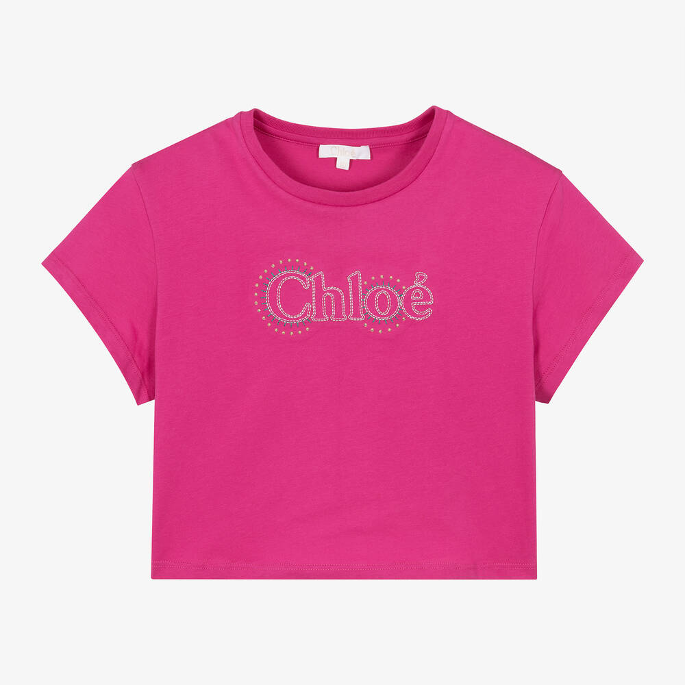 Chloé-Teen Girls Pink Embroidered Cotton T-Shirt | Childrensalon Outlet