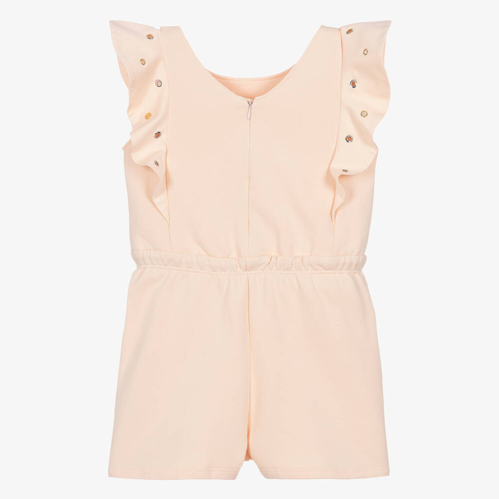 Chloé-Teen Girls Pink Eyelet Ruffle Playsuit | Childrensalon Outlet