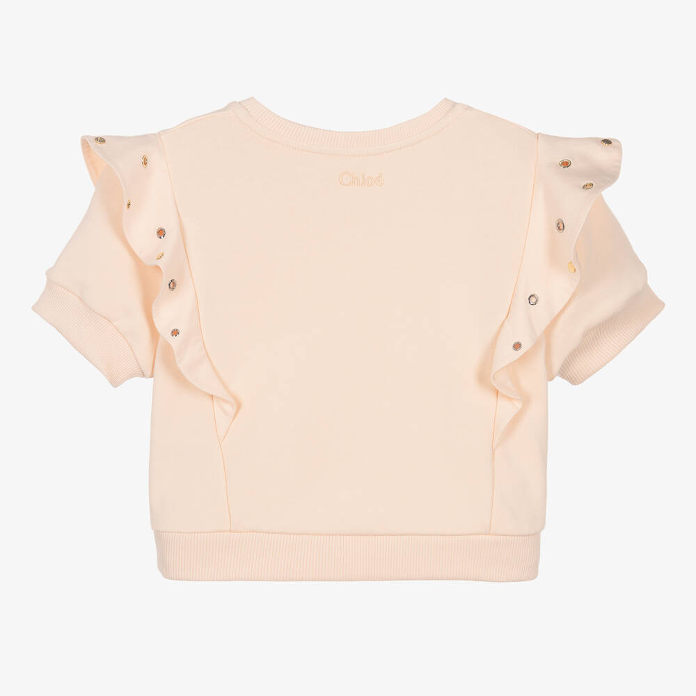 Chloé-Teen Girls Pink Eyelet Ruffle Sweatshirt | Childrensalon Outlet