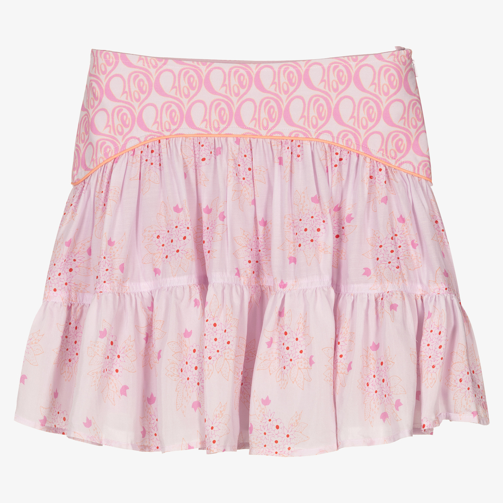 Chloé - Teen Girls Pink Floral Skirt | Childrensalon