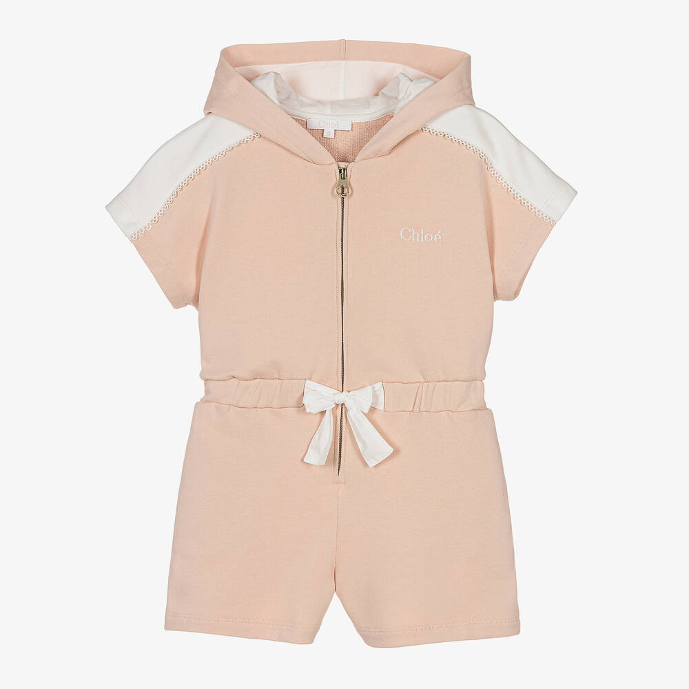 Chloé - Teen Girls Pink Hooded Playsuit | Childrensalon