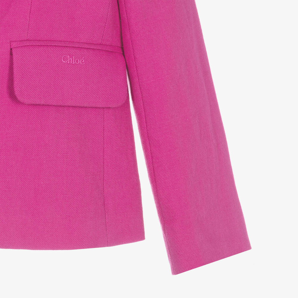 Chloé-Teen Girls Pink Linen & Cotton Blazer | Childrensalon Outlet