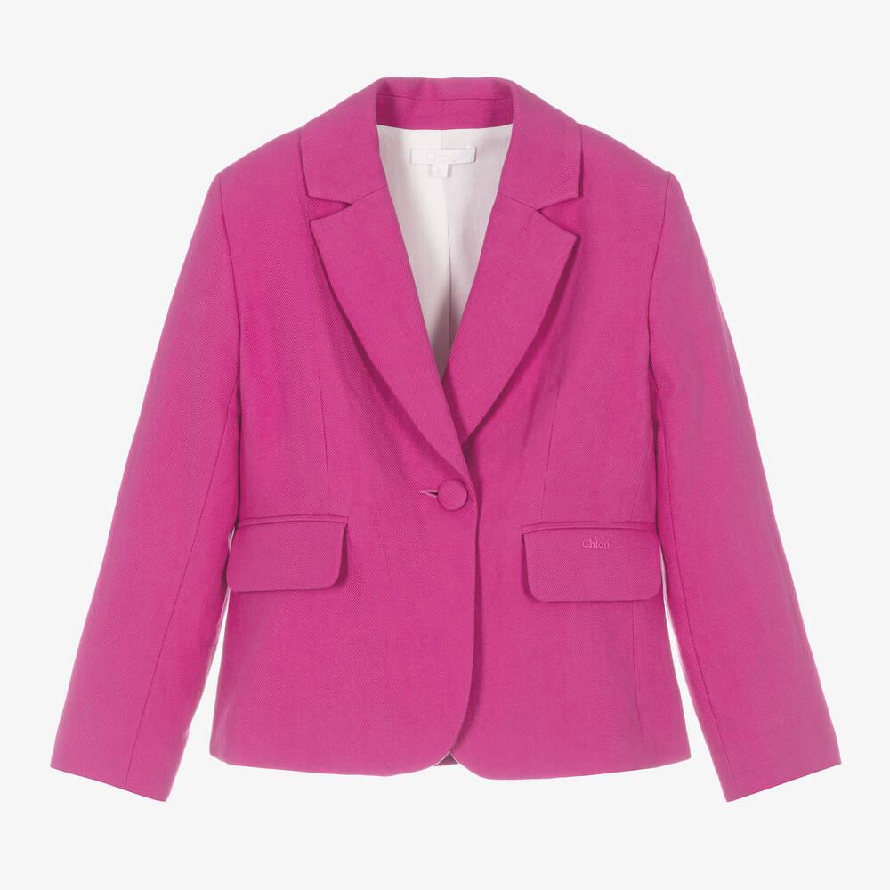 Chloe Teen Girls Pink Linen Cotton Blazer Childrensalon Outlet