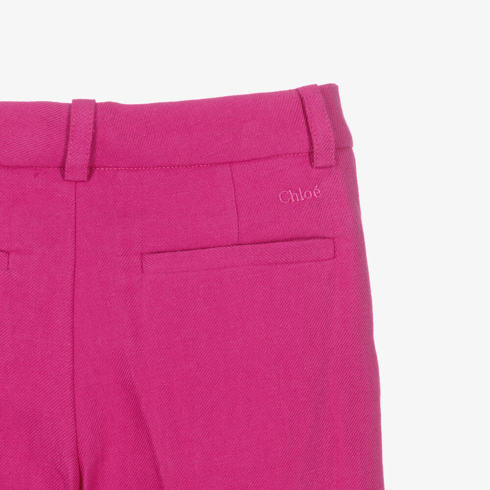 Chloé-Teen Girls Pink Linen & Cotton Twill Trousers | Childrensalon Outlet