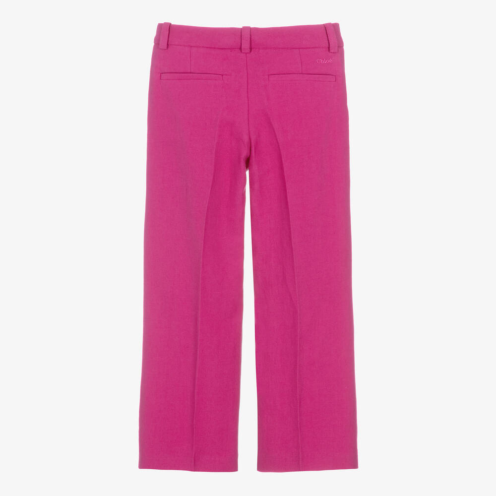 Chloé-Teen Girls Pink Linen & Cotton Twill Trousers | Childrensalon Outlet