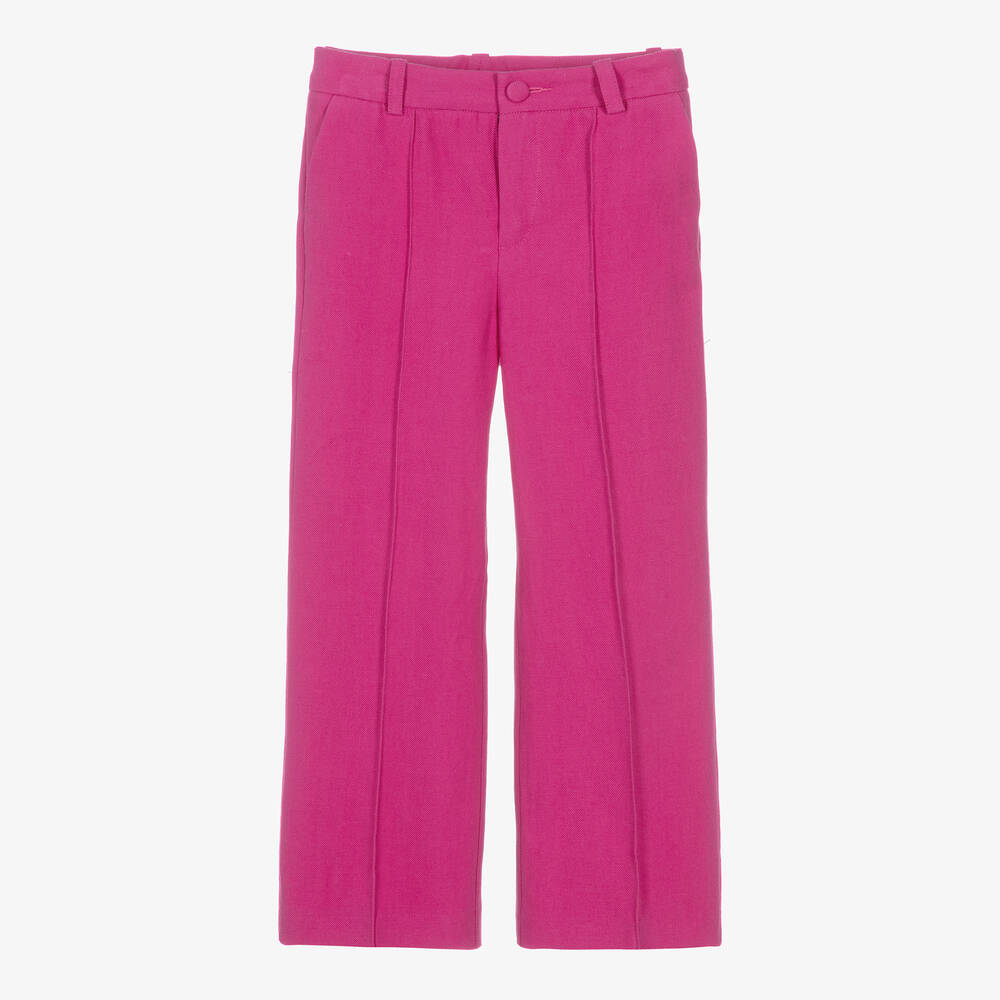 Chloé-Teen Girls Pink Linen & Cotton Twill Trousers | Childrensalon Outlet