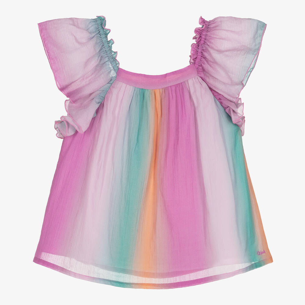 Chloé-Розовая хлопковая блузка с эффектом омбре для подростков | Childrensalon Outlet