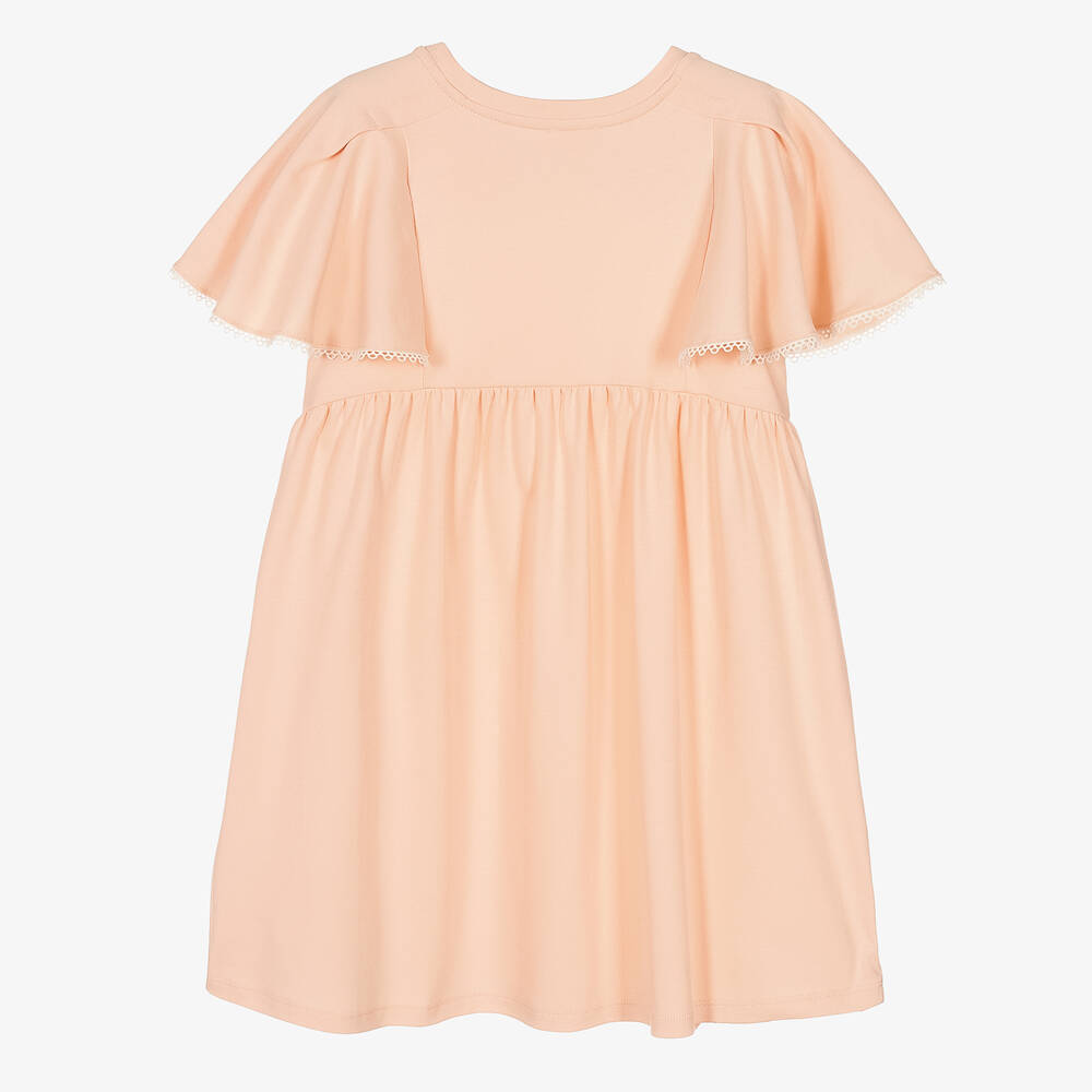 Chloé-Розовое платье с рюшами на рукавах | Childrensalon Outlet