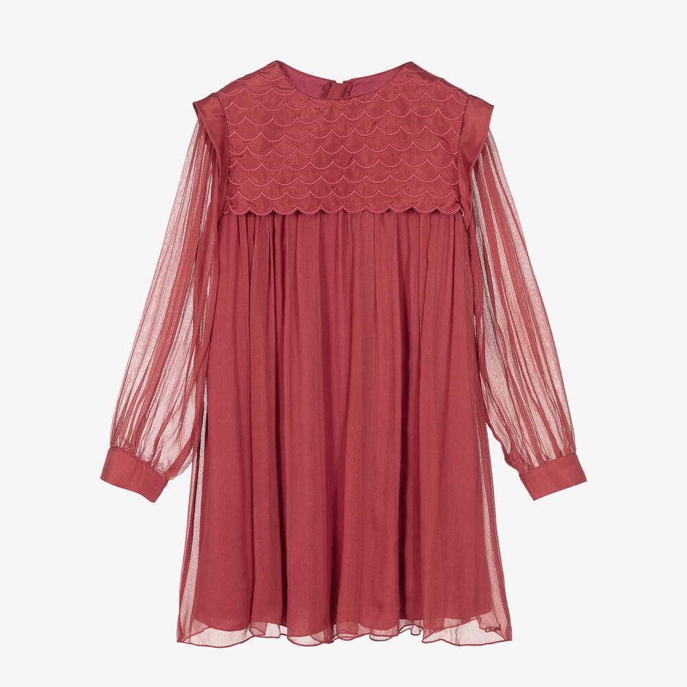 Chloé - Robe rose en soie Ado fille | Childrensalon