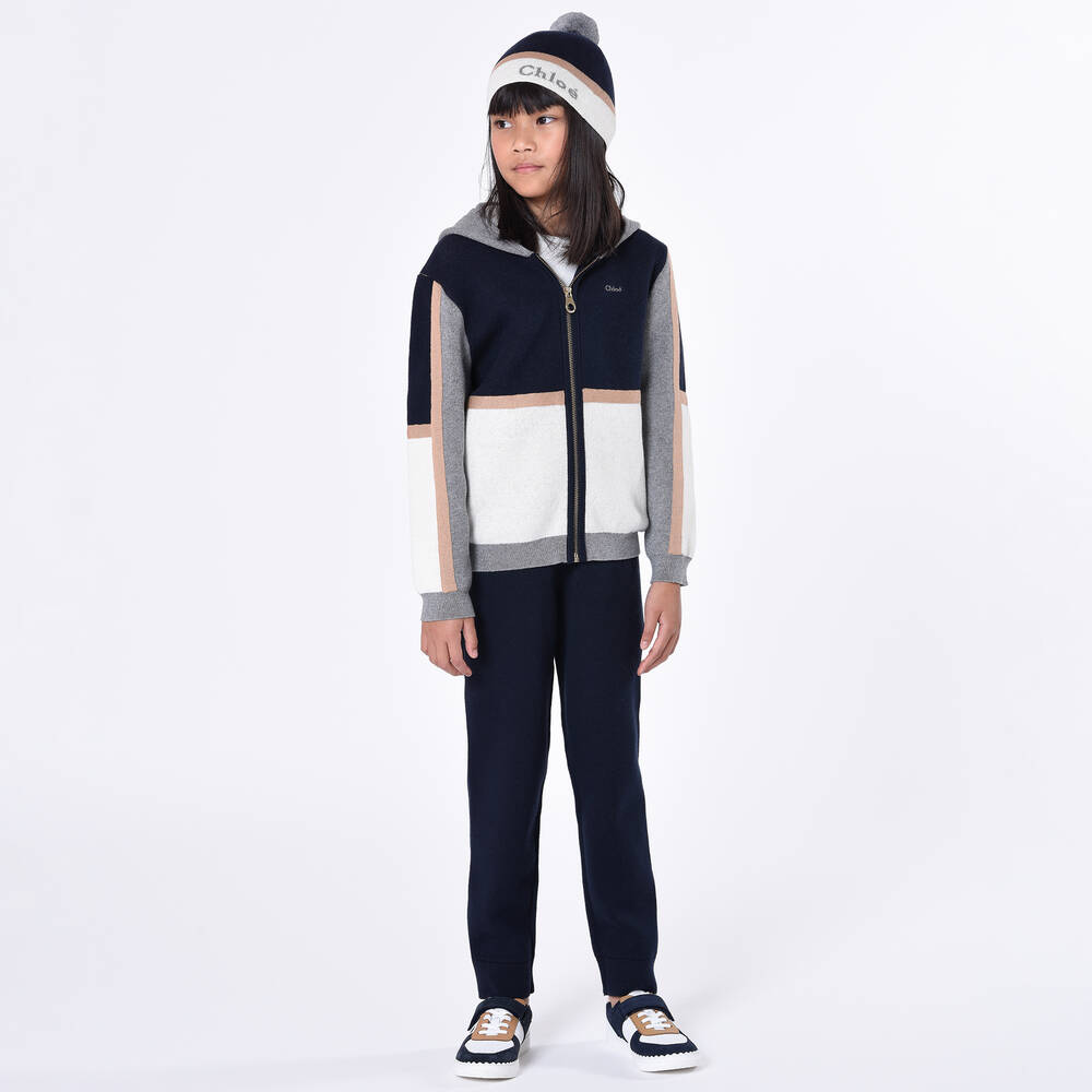 Chloé-Teen Girls White & Blue Leather Trainers | Childrensalon Outlet