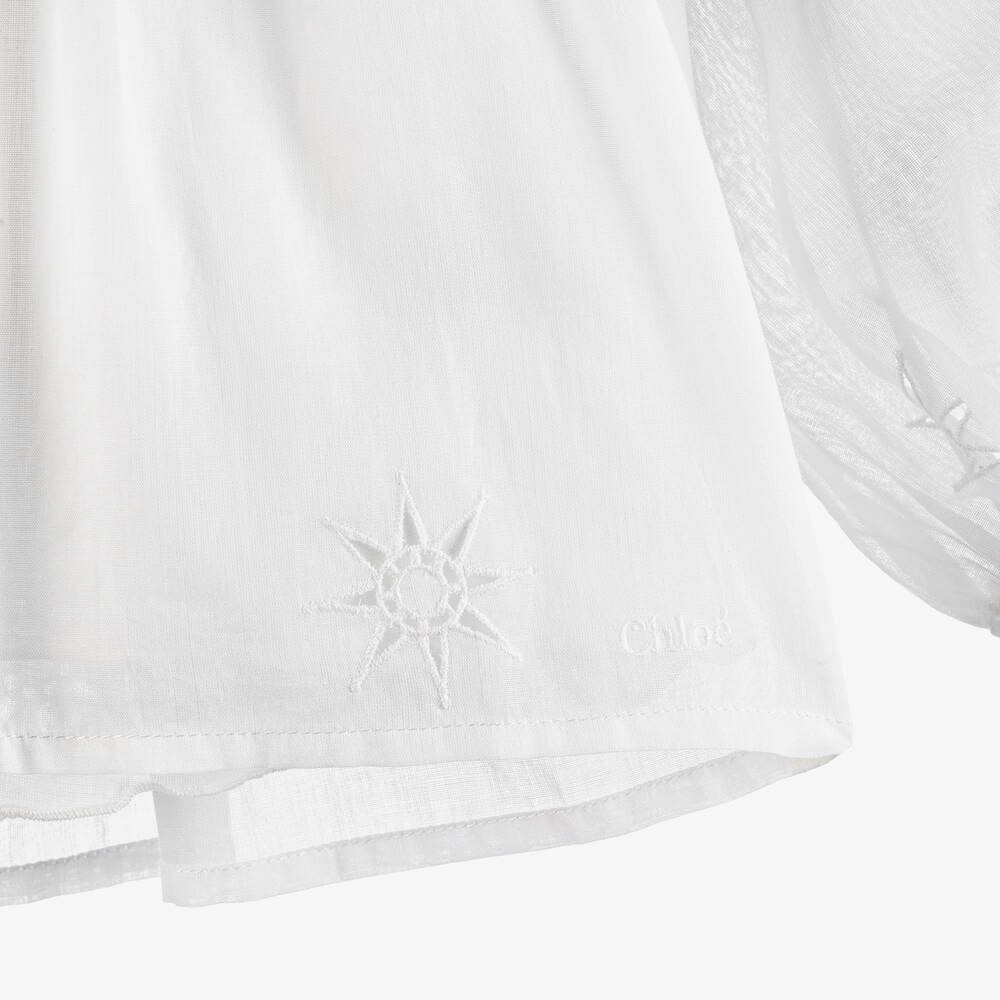 كلوي-بلوزة بطبعة نجوم قطن فوال لون أبيض للمراهقات | Childrensalon Outlet