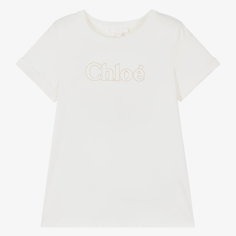 Chloé-Teen Girls White Cotton T-Shirt | Childrensalon Outlet