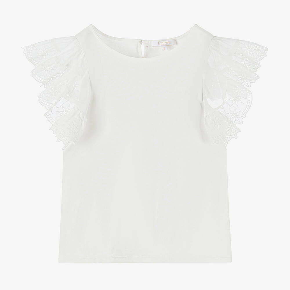 Chloé-Teen Girls White Cotton Top | Childrensalon Outlet