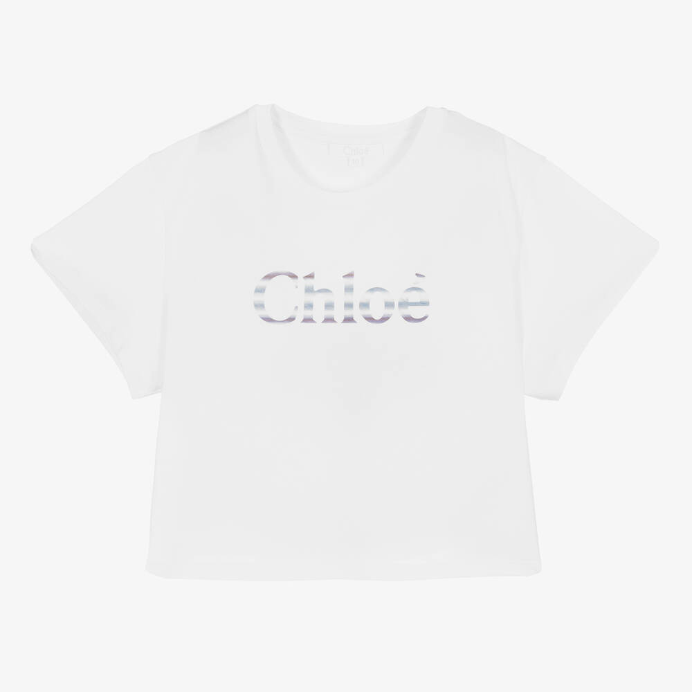 Chloé - T-shirt court blanc ado fille | Childrensalon