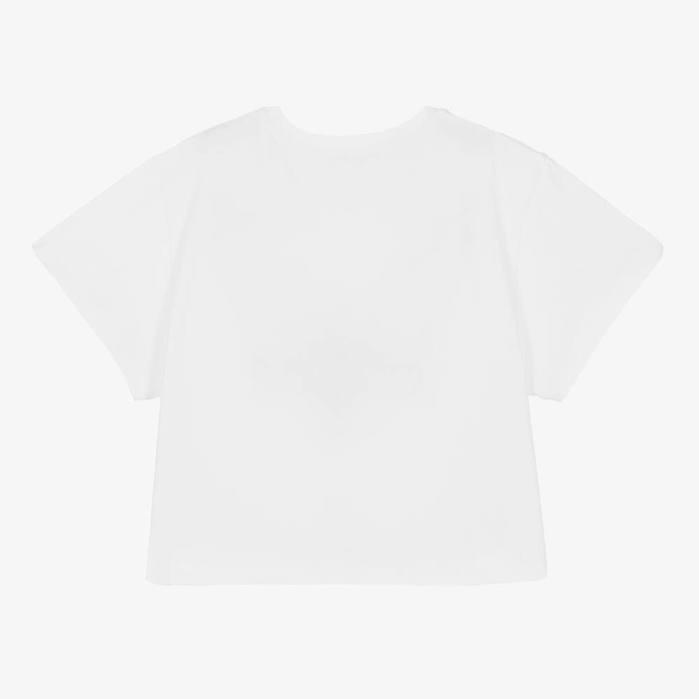 Chloé-Teen Girls White Crop Logo T-Shirt | Childrensalon Outlet