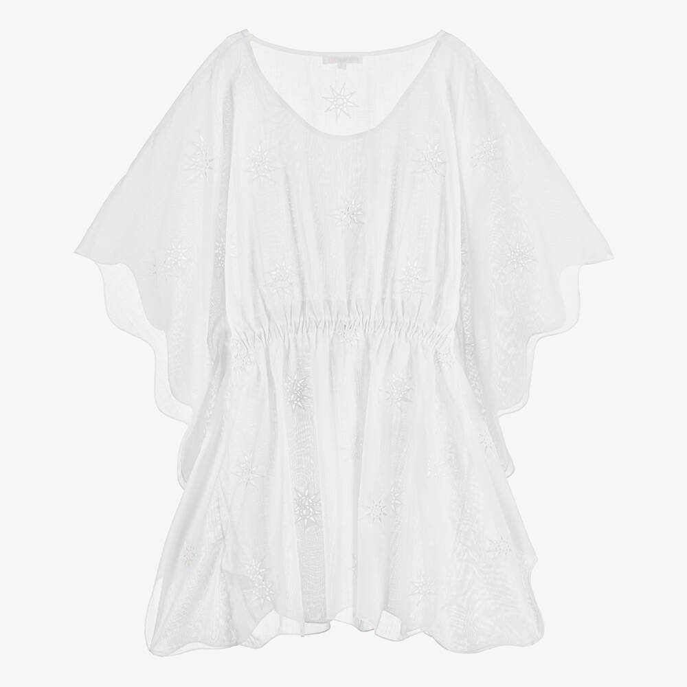 Chloé-Teen Girls White Embroidered Cotton Kaftan | Childrensalon Outlet