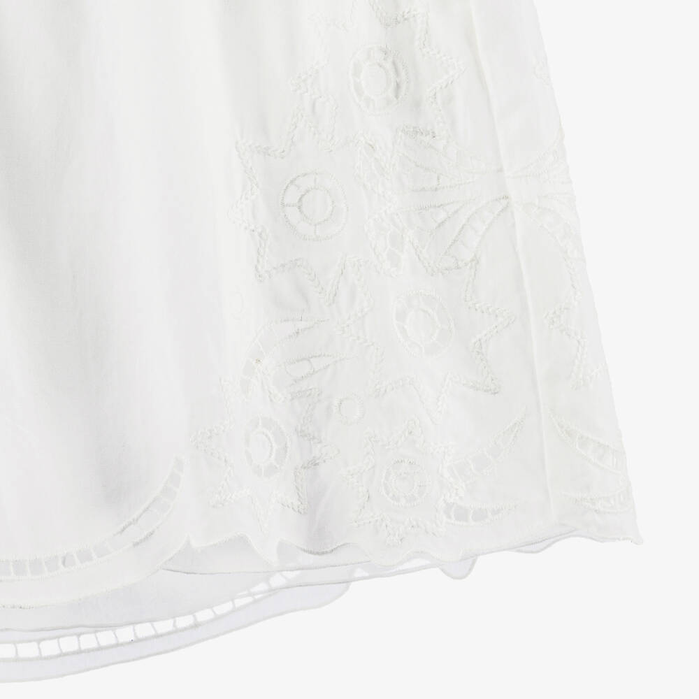 Chloé-Teen Girls White Embroidered Cotton Shorts | Childrensalon Outlet