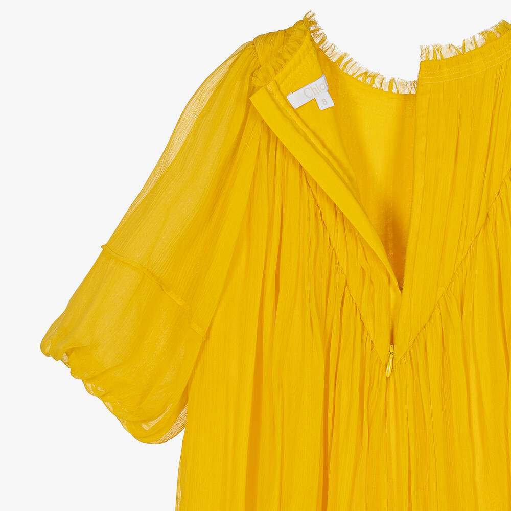 Chloé-Teen Girls Yellow Silk Chiffon Dress | Childrensalon Outlet