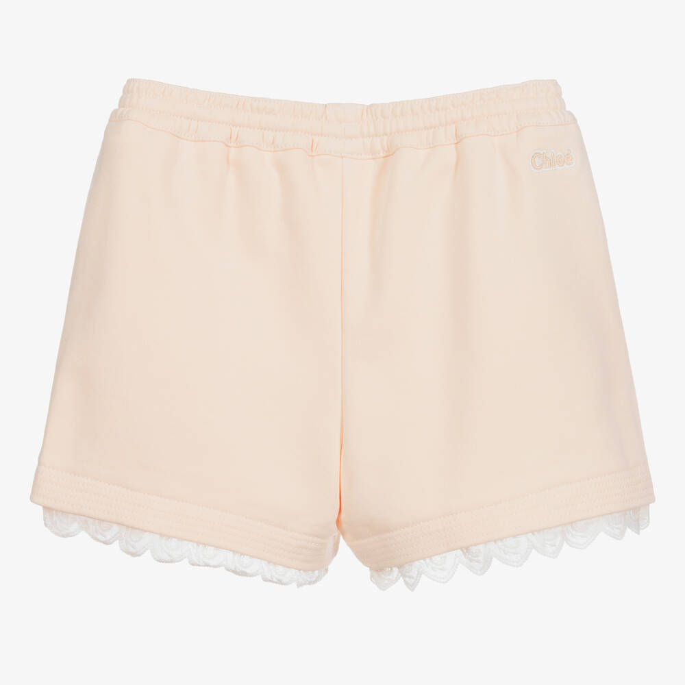 Chloé-شورت قطن جيرسي لون ز هري فاتح | Childrensalon Outlet