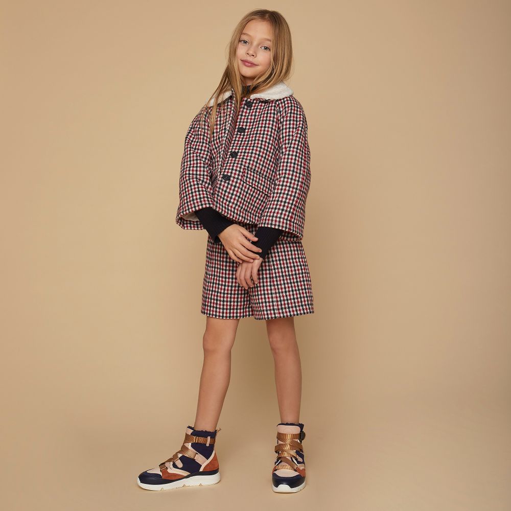 Chloé - Teen Red Checked Wool Shorts | Childrensalon Outlet