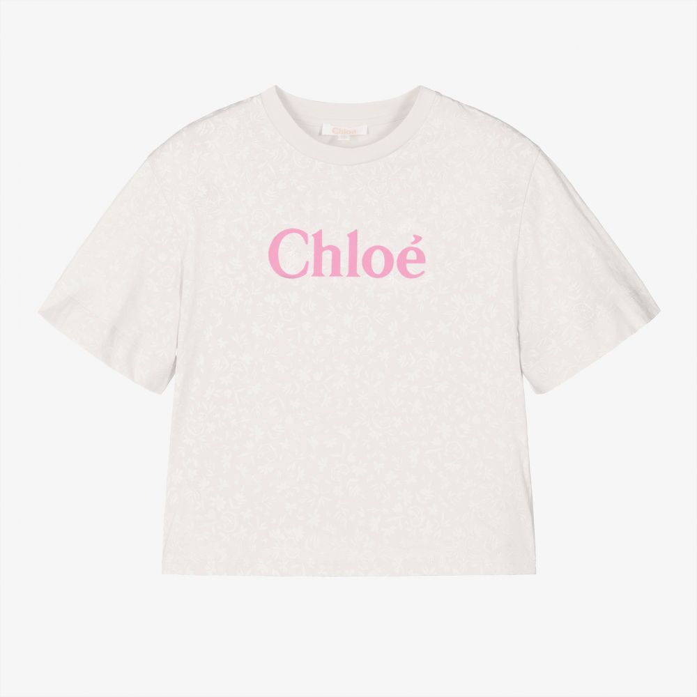 Chloé - تيشيرت تينز بناتي قطن عضوي لون أبيض | Childrensalon