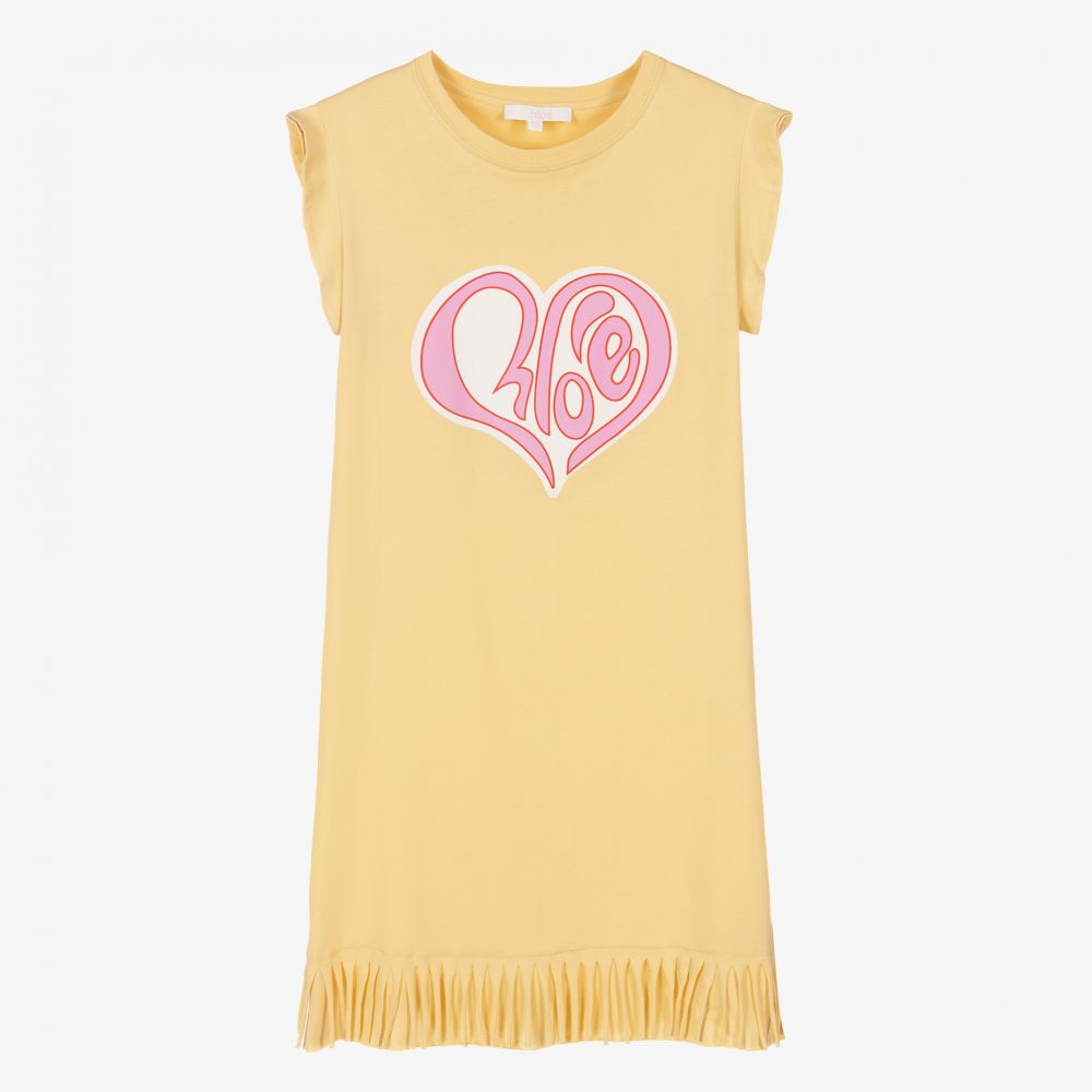 Chloé - فستان تينز بناتي قطن عضوي لون أصفر | Childrensalon