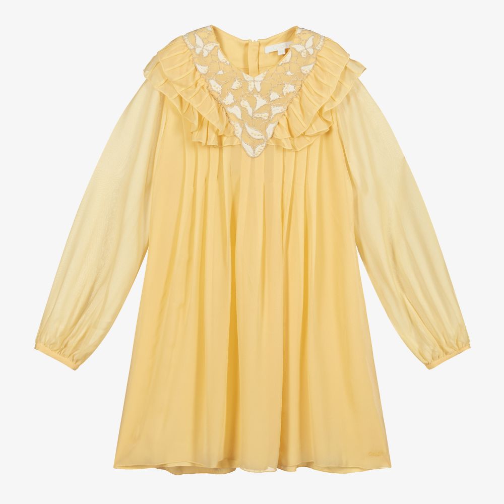 Chloé - Robe jaune en soie Couture Ado | Childrensalon
