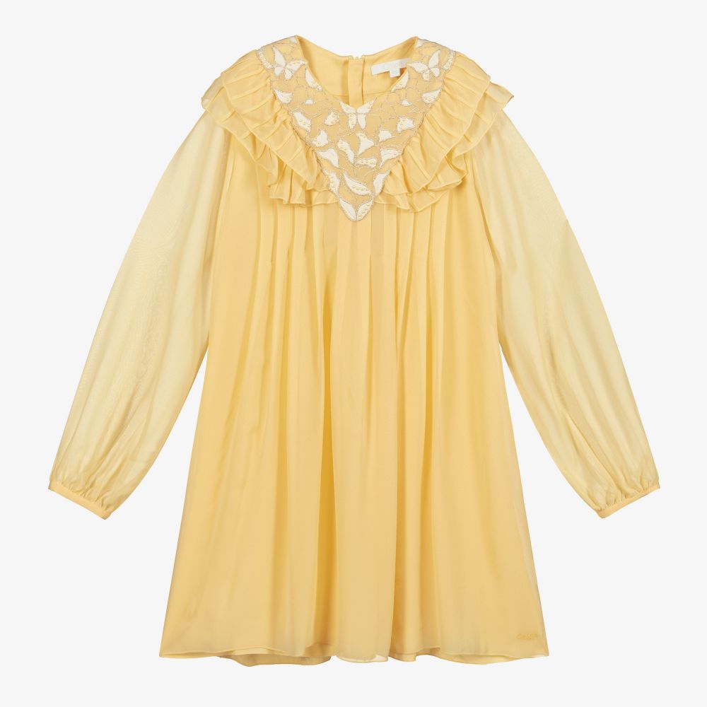 Chloé-Teen Yellow Silk Couture Dress | Childrensalon Outlet