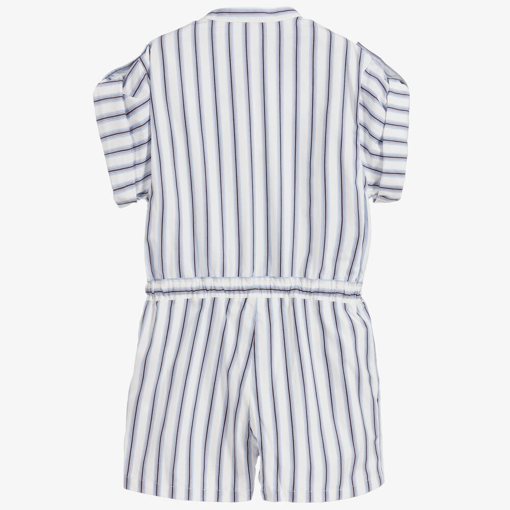 Chloé-White & Blue Cotton Playsuit | Childrensalon Outlet