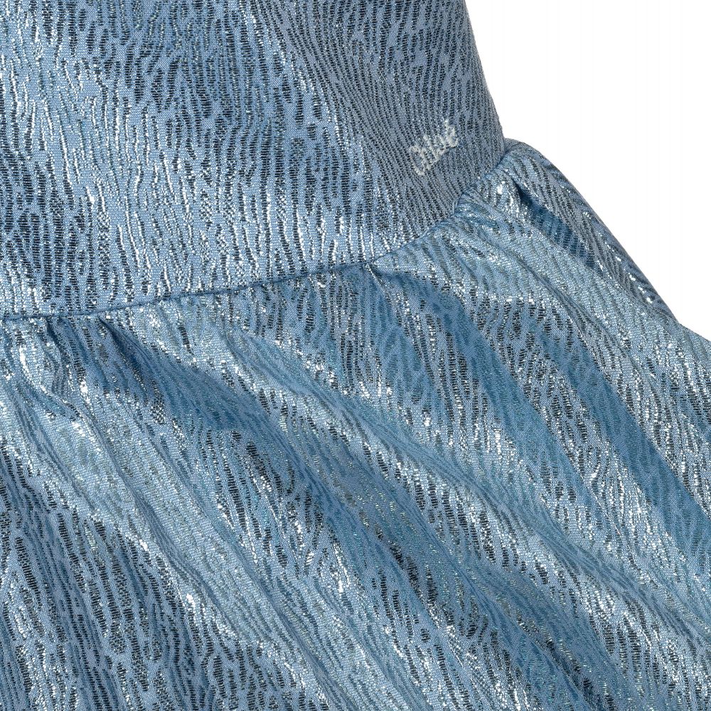 Chloé-فستان كريب و لاميه لون أبيض و أزرق | Childrensalon Outlet