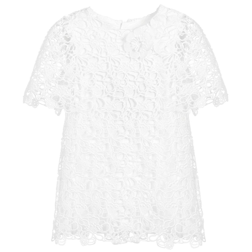 Chloé-White Guipure Lace Dress  | Childrensalon Outlet