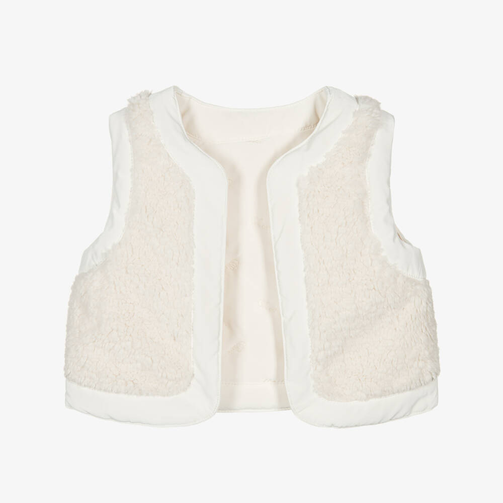 Chloé-White Reverisble Sherpa Gilet | Childrensalon Outlet