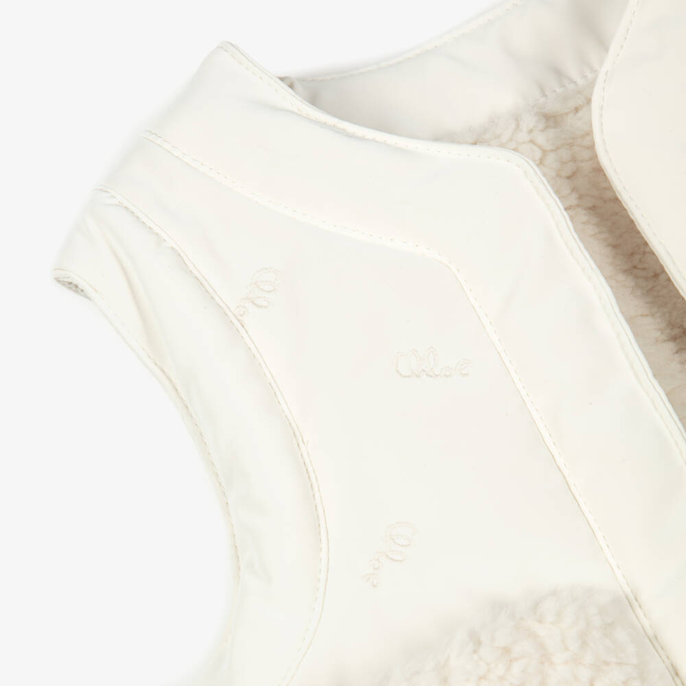 Chloé-White Reverisble Sherpa Gilet | Childrensalon Outlet