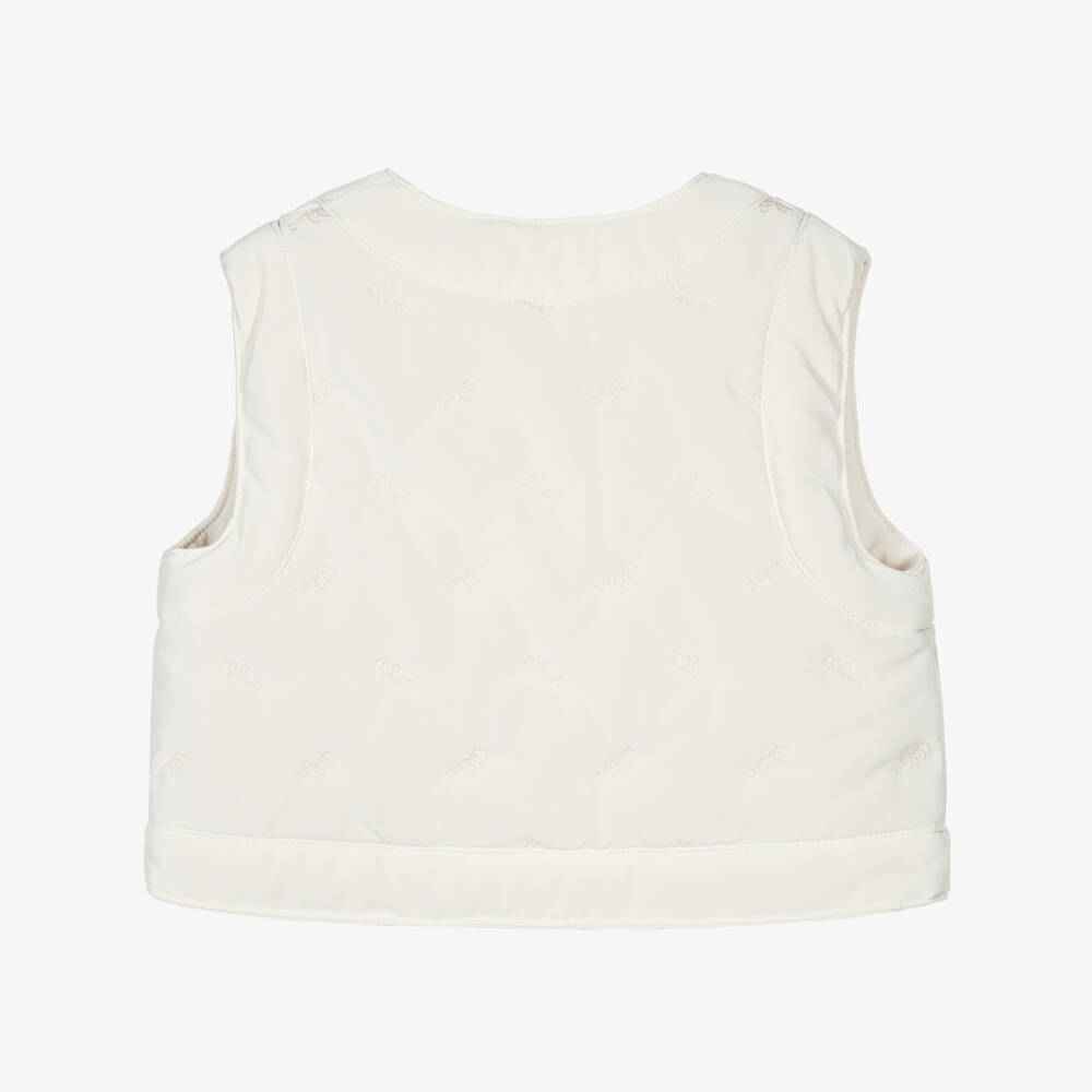 Chloé-White Reverisble Sherpa Gilet | Childrensalon Outlet