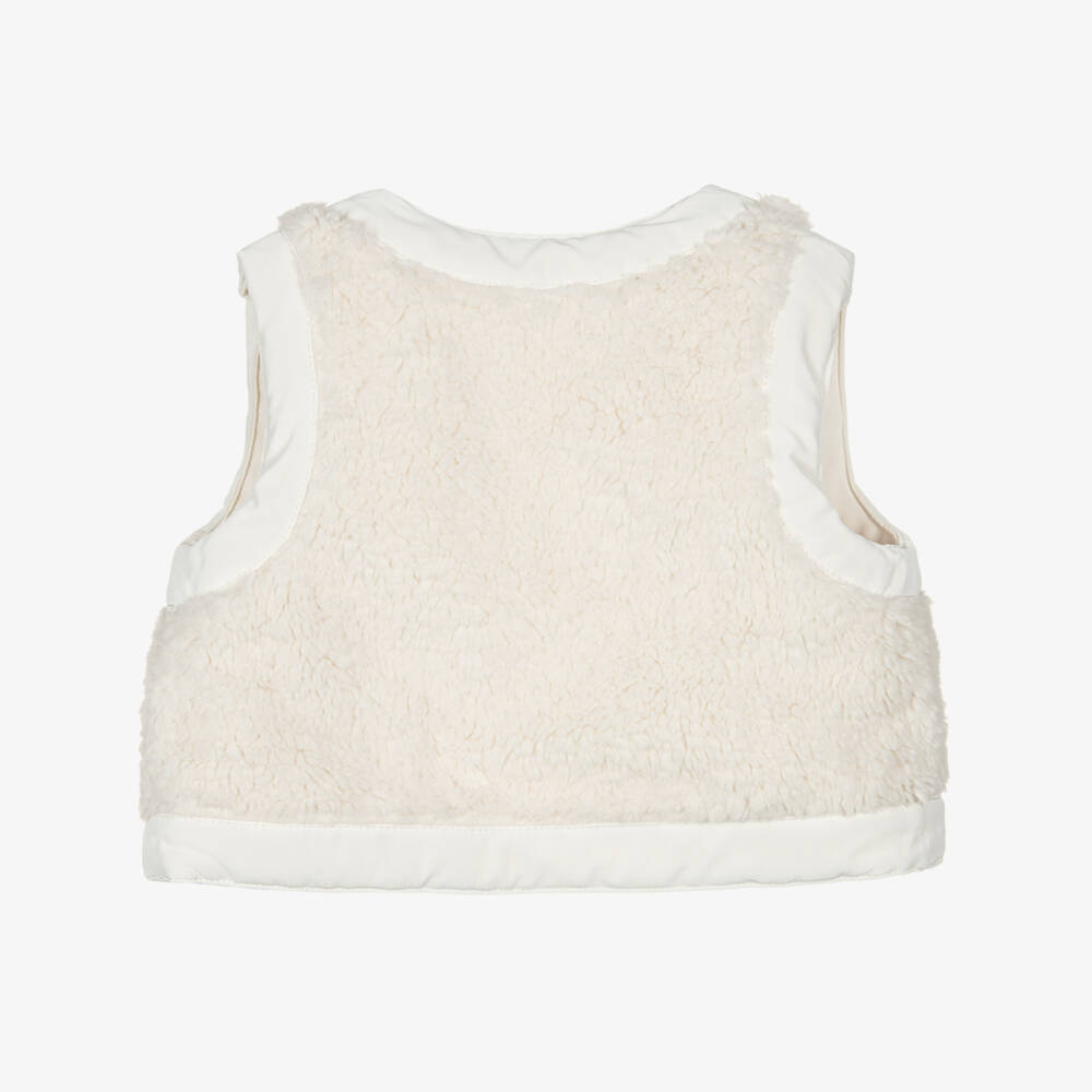 Chloé-White Reverisble Sherpa Gilet | Childrensalon Outlet