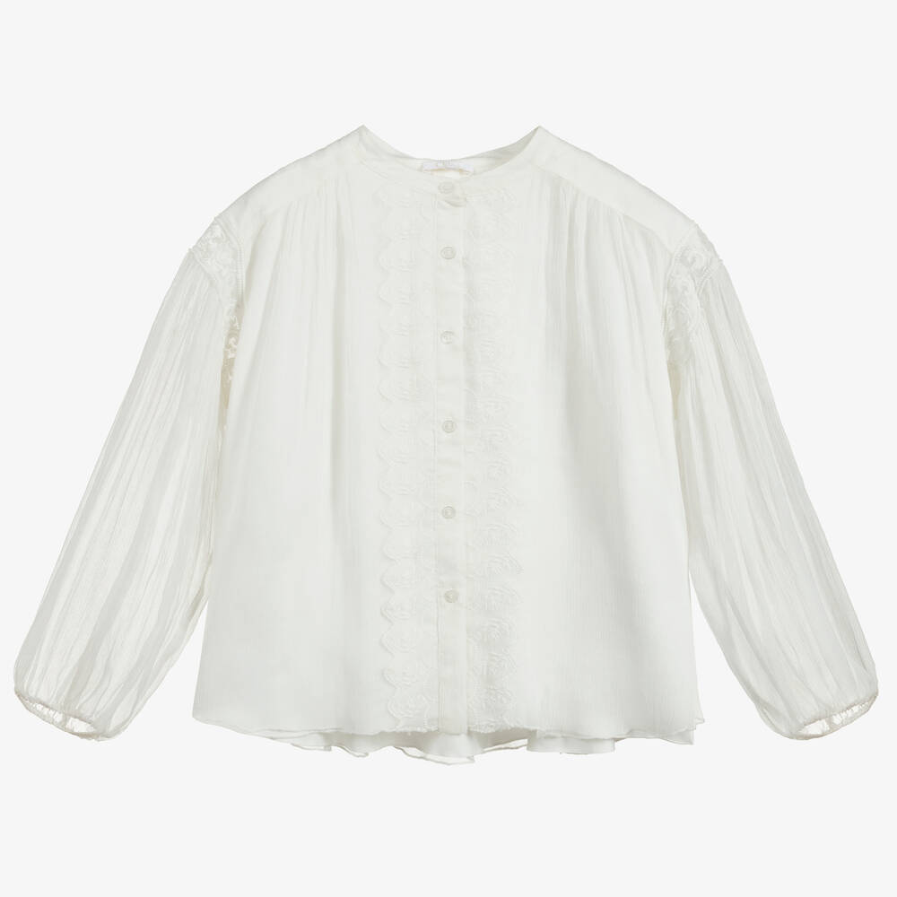 Chloé-White Silk Blouse | Childrensalon Outlet