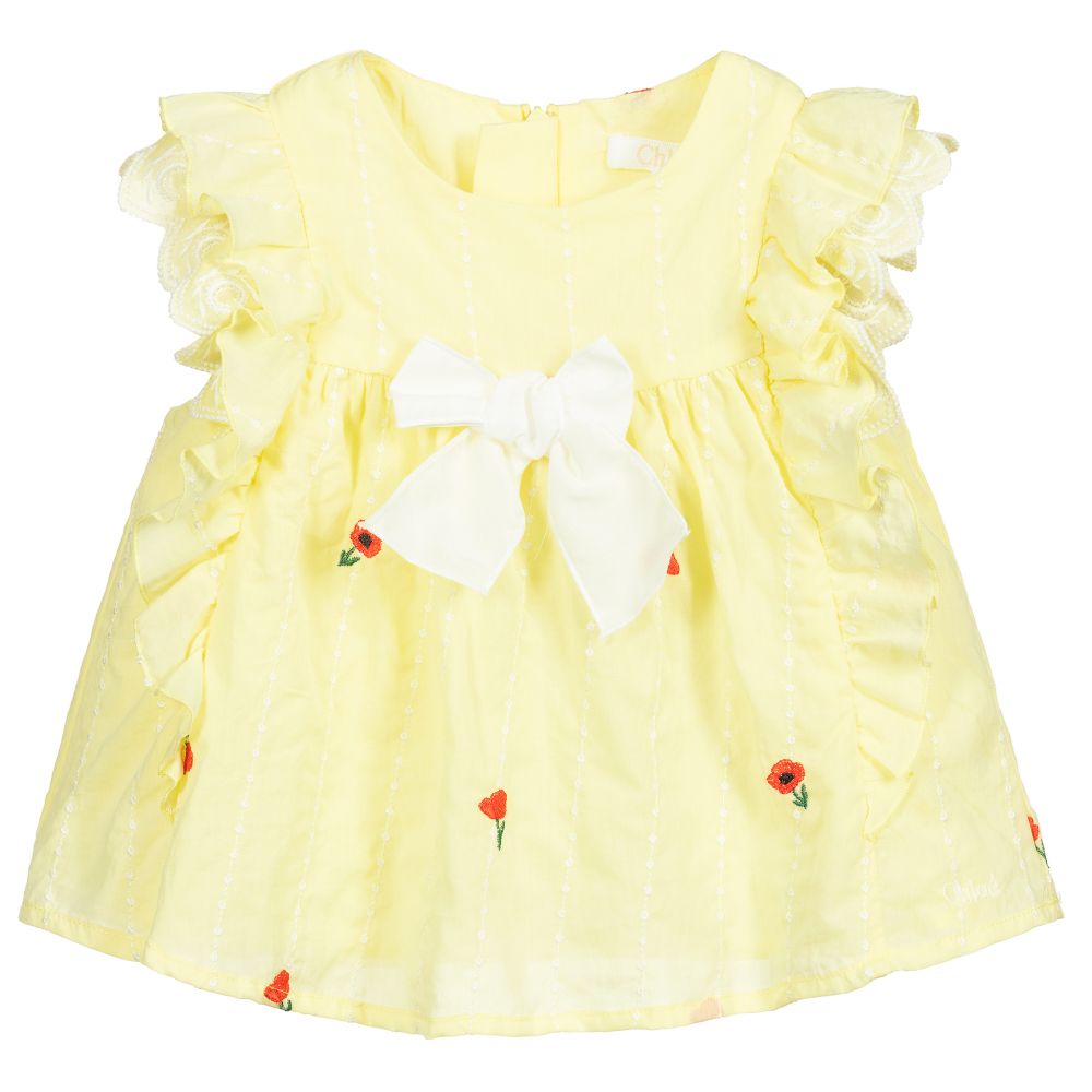 Chloé - Yellow Poppy Logo Blouse | Childrensalon