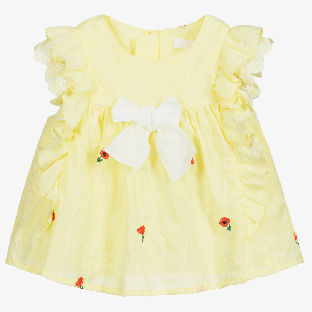 Chloé-Желтая блузка с маками | Childrensalon Outlet