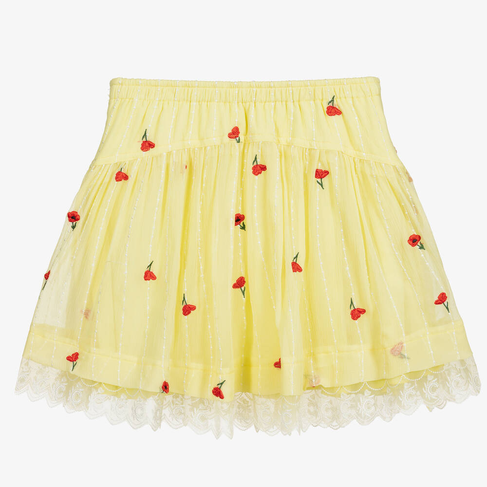 Chloé-Yellow Poppy Silk Logo Skirt | Childrensalon Outlet