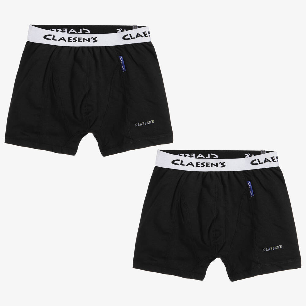 Claesen's - Boys Black Cotton Boxers (2 Pack) | Childrensalon