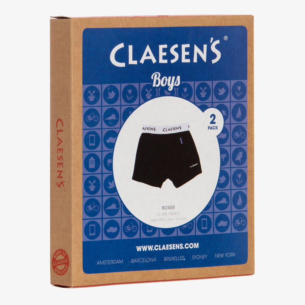  كلايسنز-شورت بوكسر قطن جيرسي لون أسود للأولاد (عدد 2) | Childrensalon Outlet