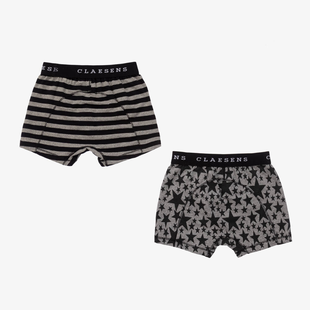  كلايسنز-شورت بوكسر قطن لون رمادي وأسود للأولاد (عدد 2) | Childrensalon Outlet