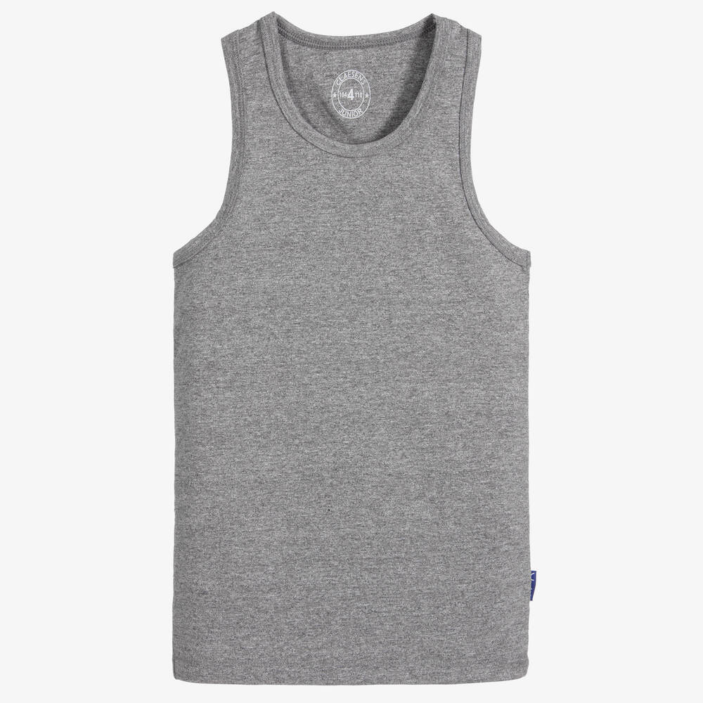 Claesen's-Boys Grey Cotton Jersey Ribbed Vest | Childrensalon Outlet