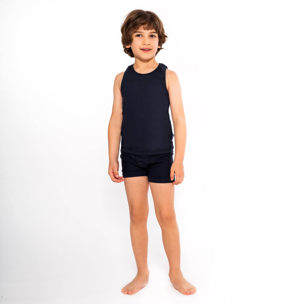 Claesen's-Boys Navy Blue Cotton Boxer Shorts (2 Pack) | Childrensalon Outlet
