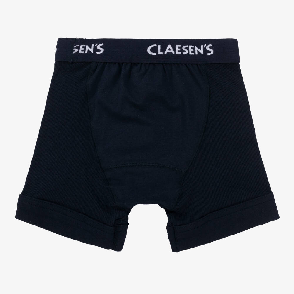 Claesen's-Boys Navy Blue Cotton Boxer Shorts (2 Pack) | Childrensalon Outlet