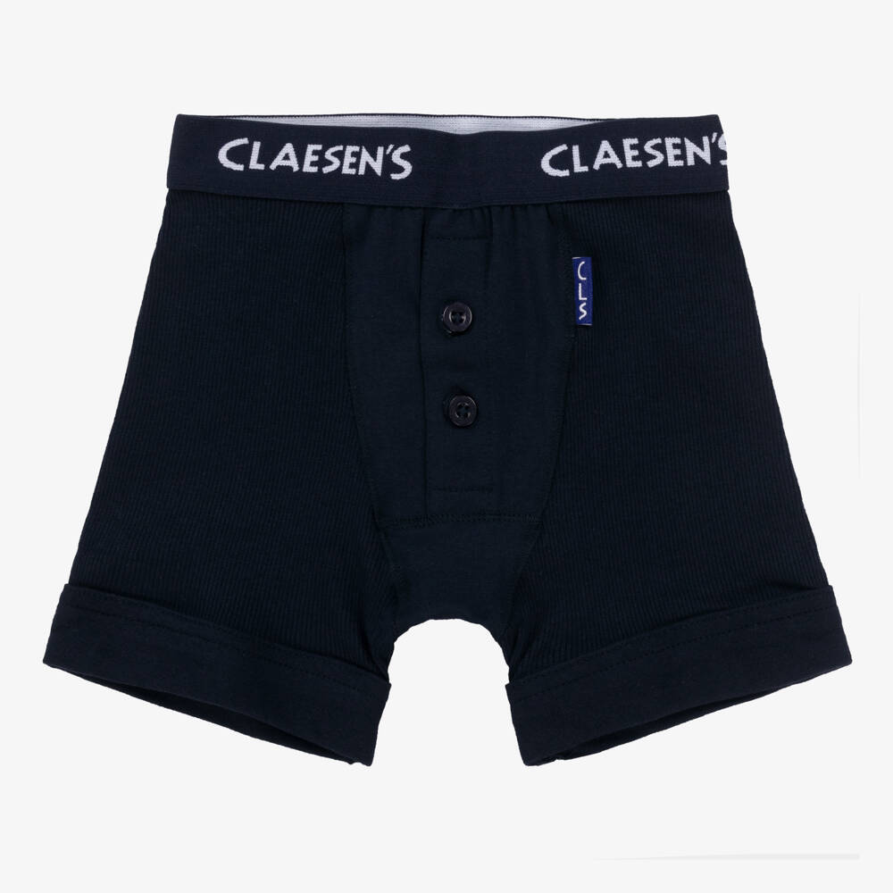 Claesen's-Boys Navy Blue Cotton Boxer Shorts (2 Pack) | Childrensalon Outlet