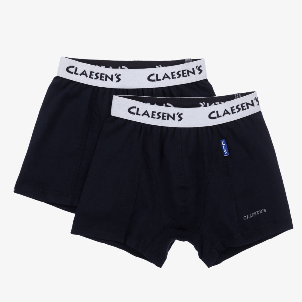 Claesen's-Boys Navy Blue Cotton Boxers (2 Pack) | Childrensalon Outlet