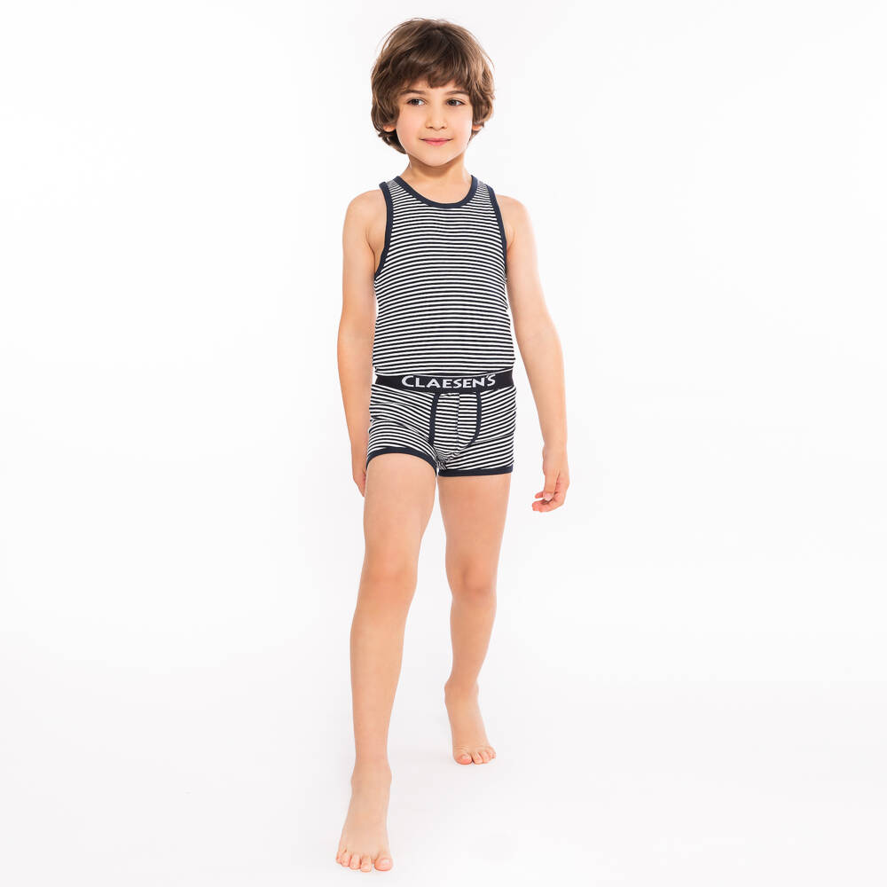  كلايسنز-شورت بوكسر قطن لون كحلي و أبيض للأولاد | Childrensalon Outlet